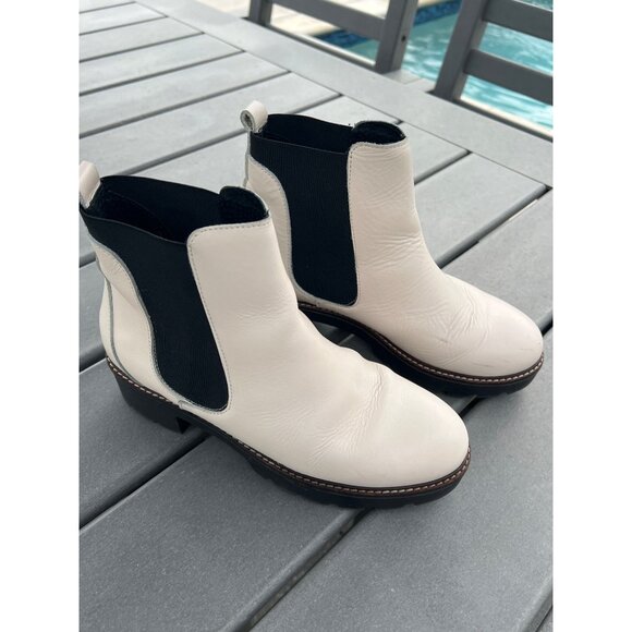 Anthropologie Dale Chelsea Women White Leather Platform Ankle Boots Size 40(9.5) - Picture 4 of 13